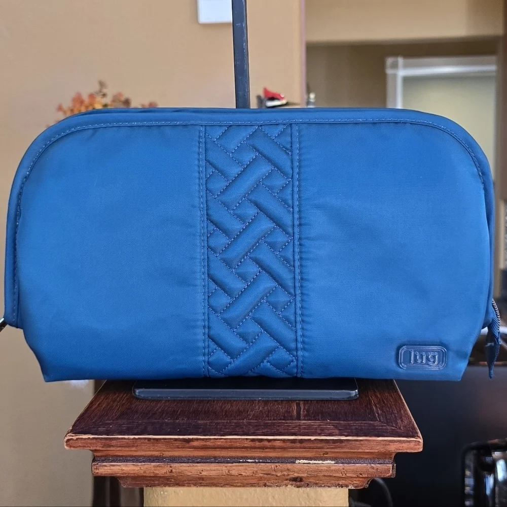Lug Travel Lay Flat Teal Nylon Zip Around Cosmetic Toiletry Bag